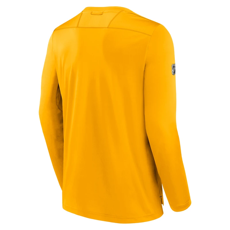 T-shirt à manches longues Authentic Pro des Predators de Nashville dorés marque Fanatics pour hommes