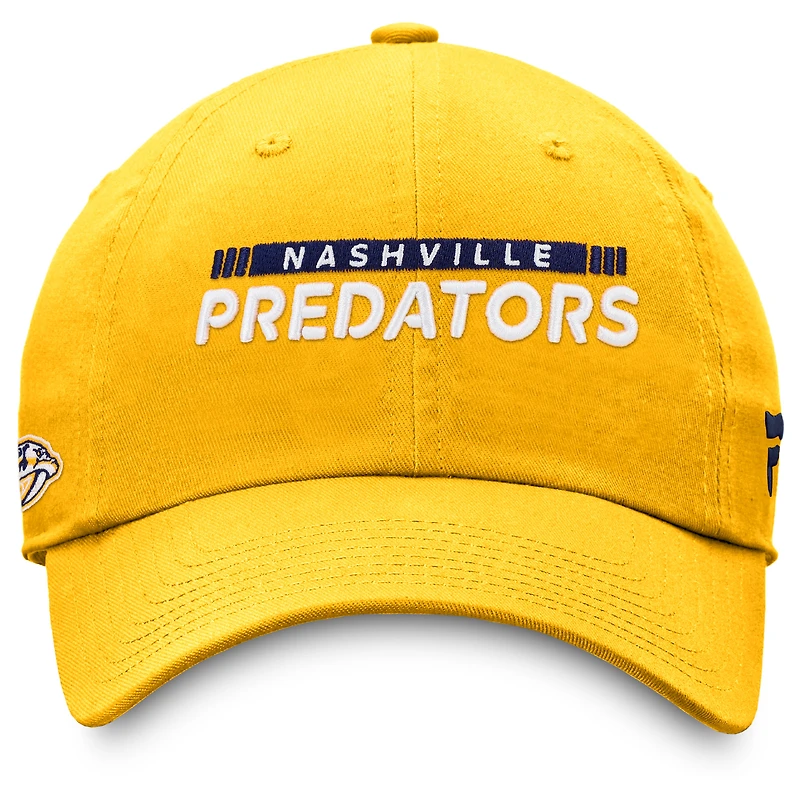 Casquette réglable pour hommes Fanatics Gold Nashville Predators Authentic Pro Rink