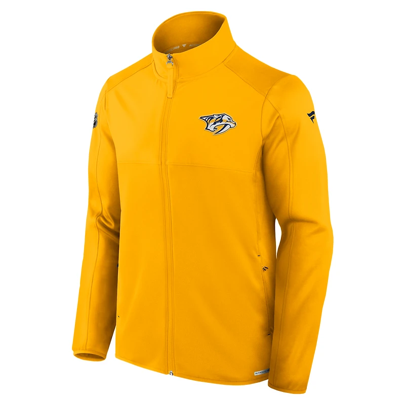 Veste polaire entièrement zippée Fanatics Gold Nashville Predators Authentic Pro Rink pour homme