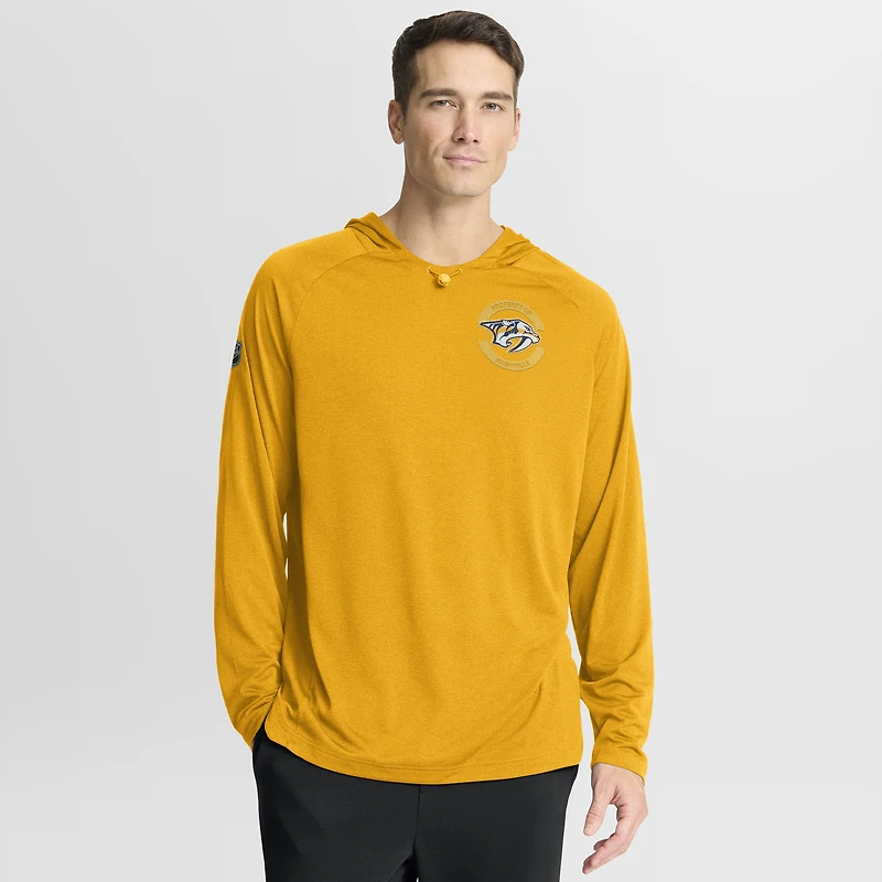 Sweat à capuche raglan authentique Pro Rink des Predators de Nashville pour hommes Fanatics Gold