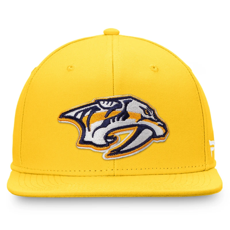 Casquette Snapback à logo principal Fanatics Gold Nashville Predators pour hommes