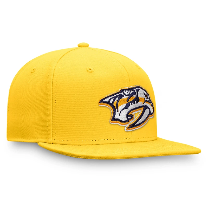 Casquette Snapback à logo principal Fanatics Gold Nashville Predators pour hommes