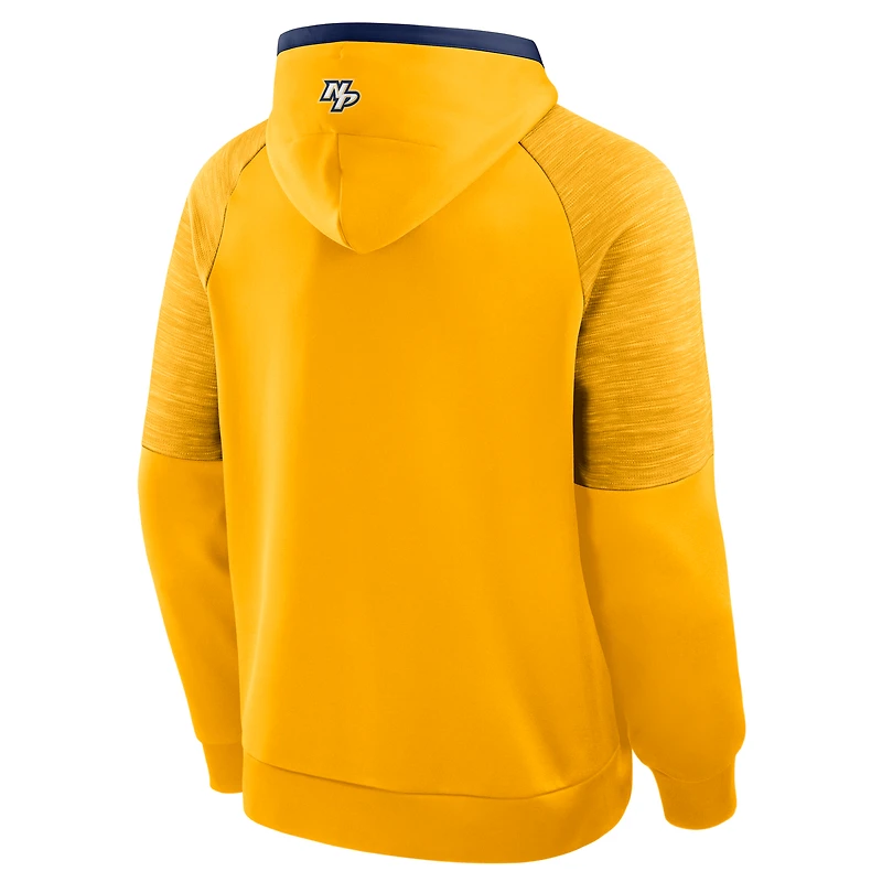 Men's Fanatics Gold Nashville Predators Goaltender Defender Raglan Pullover Hoodie