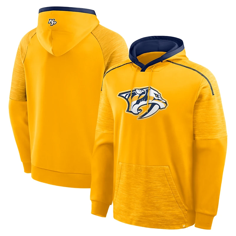 Sweat à capuche raglan Fanatics Gold Nashville Predators pour homme, modèle gardien de but/défenseur