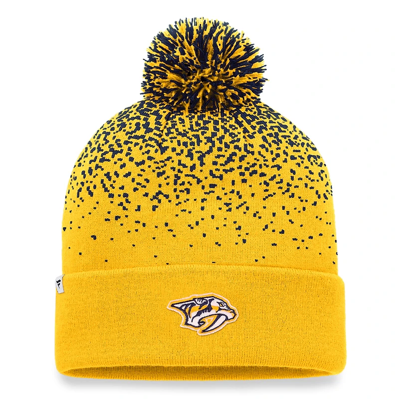 Bonnet en tricot à revers dégradé emblématique Fanatics Gold Nashville Predators pour hommes avec pompon