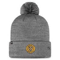 Bonnet en tricot à revers de glace authentique Pro Home Fanatics pour hommes, gris, Nashville Predators, avec pompon