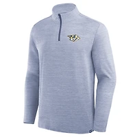 Men's Fanatics  Heather Blue Nashville Predators Clutch Boarding Poly Quarter-Zip Pullover