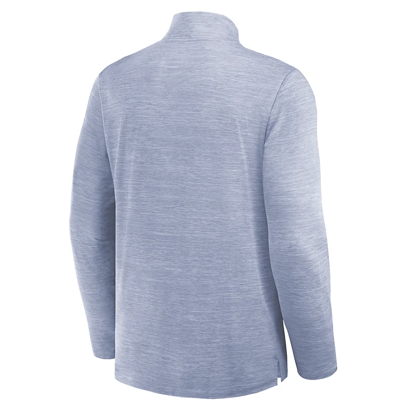 Men's Fanatics Heather Blue Nashville Predators Clutch Boarding Poly Quarter-Zip Pullover
