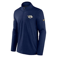 Veste à quart de zip Fanatics Heather Navy Nashville Predators Authentic Pro Rink pour hommes