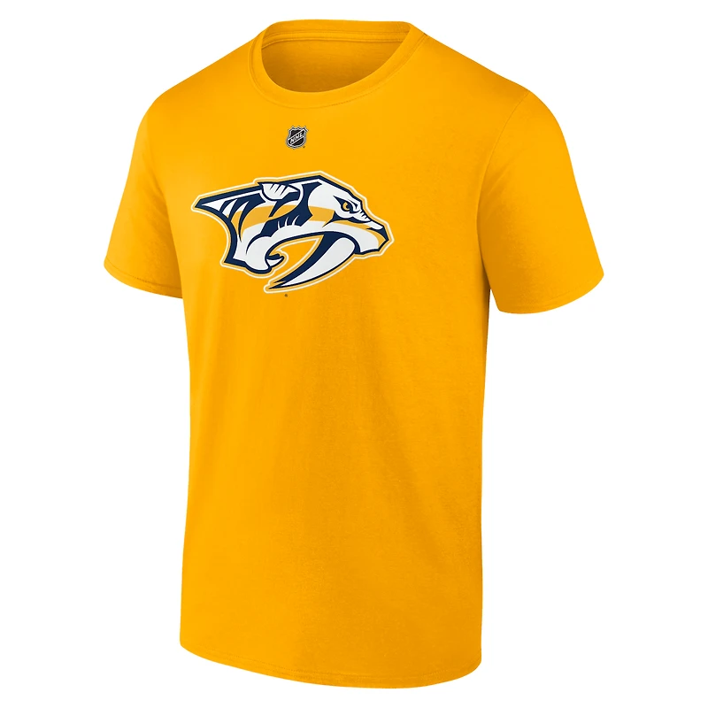 T-shirt authentique avec nom et numéro Stack des Nashville Predators de Jonathan Marchessault pour hommes Fanatics Gold