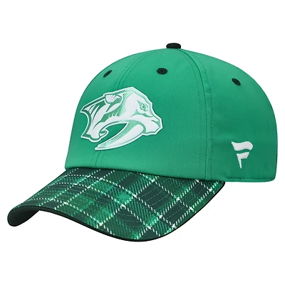 Casquette ajustable authentique Pro Kelly Green Nashville Predators 2025 pour homme, modèle Fanatics, pour la Saint-Patrick
