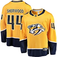 Men's Fanatics Kiefer Sherwood Gold Nashville Predators Home Breakaway Player Jersey