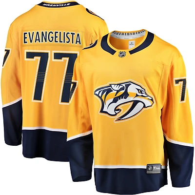 Fanatics Luke Evangelista Gold Nashville Predators Premier Maillot de joueur échappé pour hommes
