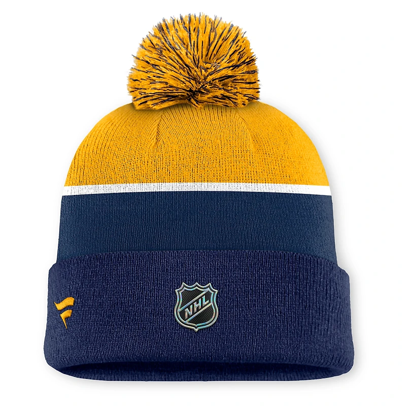 Men's Fanatics Navy Nashville Predators Authentic Pro Rink Cuffed Knit Hat with Pom