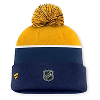 Men's Fanatics Navy Nashville Predators Authentic Pro Rink Cuffed Knit Hat with Pom