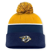 Bonnet en tricot à revers et pompon Authentic Pro Rink des Predators de Nashville pour homme, bleu marine, Fanatics