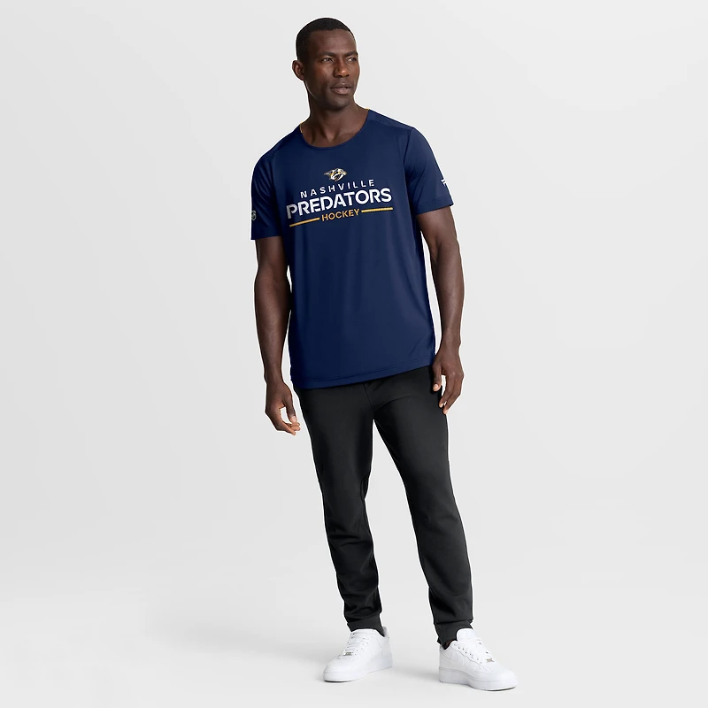 T-shirt technique authentique Pro Rink des Predators de Nashville pour homme, bleu marine