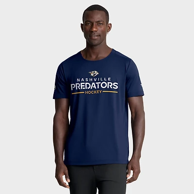 T-shirt technique authentique Pro Rink des Predators de Nashville pour homme, bleu marine