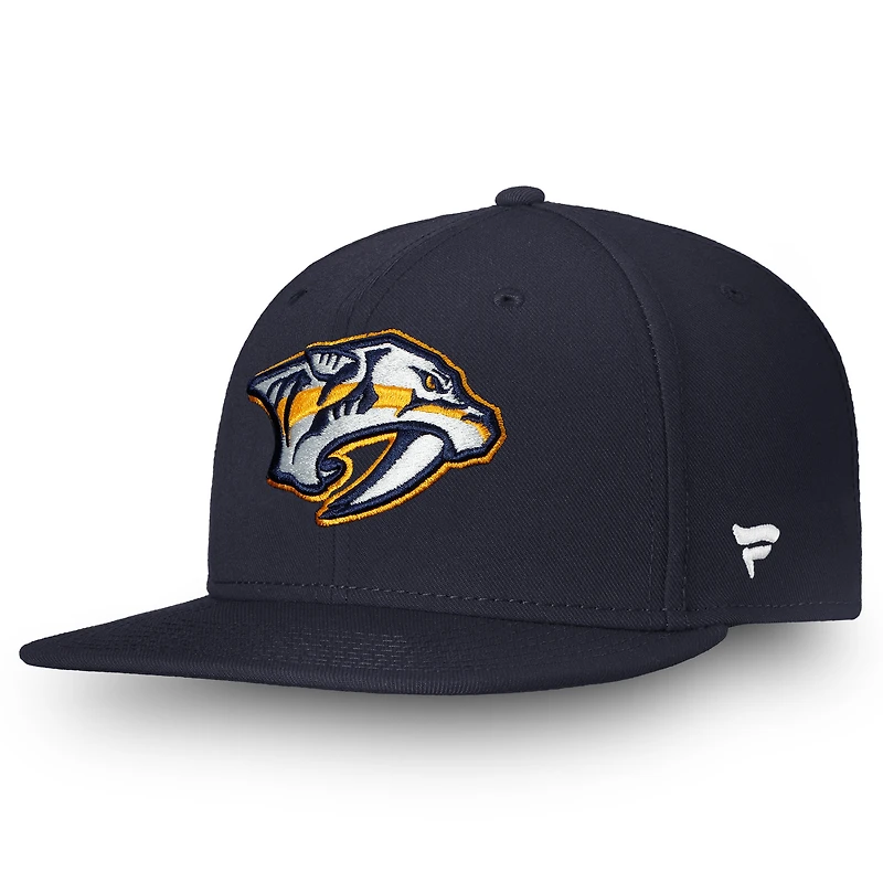Casquette Snapback Fanatics pour homme avec emblème de l'équipe Nashville Predators bleu marine