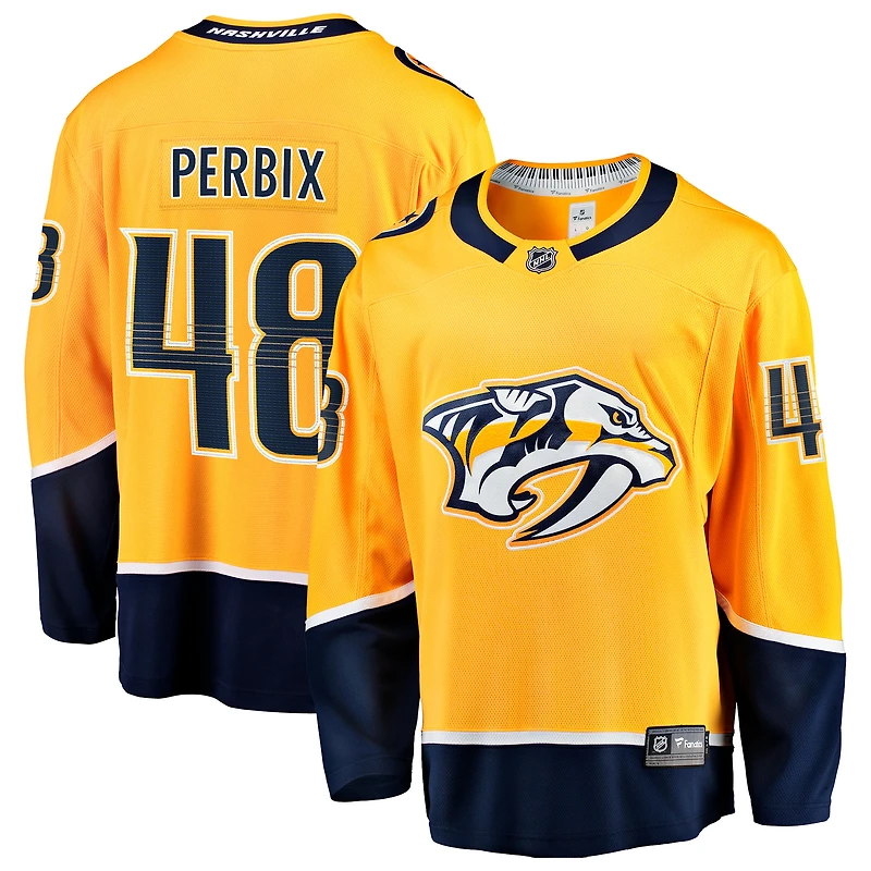 Men's Fanatics Nick Perbix Gold Nashville Predators Home Breakaway Jersey