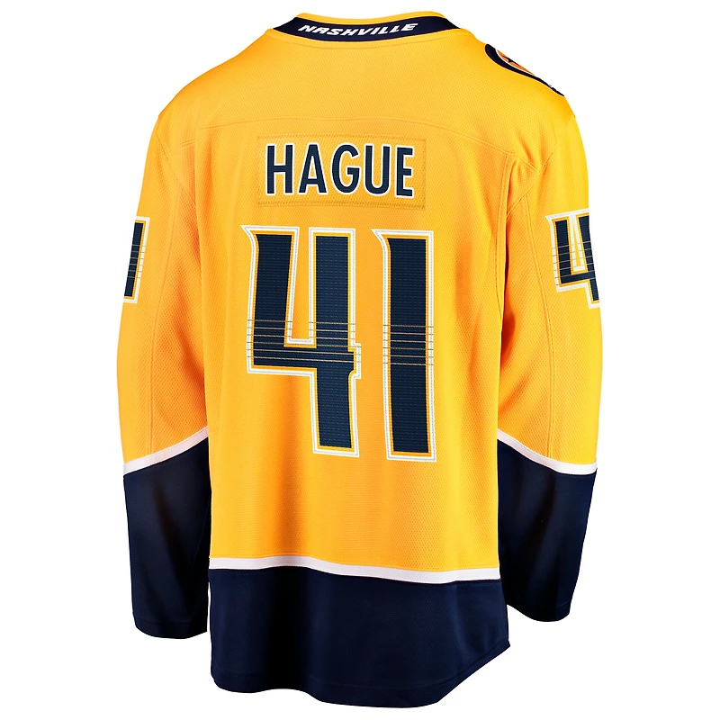 Men's Fanatics Nicolas Hague Gold Nashville Predators Home Breakaway Jersey
