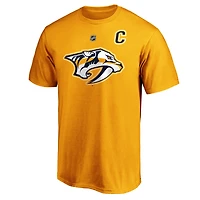 Men's Fanatics Roman Josi Gold Nashville Predators Authentic Stack Player Name & Number T-Shirt