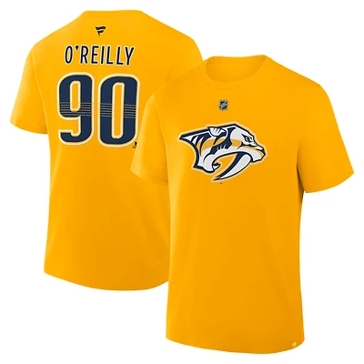 T-shirt Fanatics Ryan O'Reilly Gold pour hommes, authentique avec nom et numéro Stack des Nashville Predators