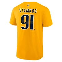 Men's Fanatics Steven Stamkos Gold Nashville Predators Authentic Stack Name & Number T-Shirt