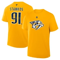 T-shirt Fanatics Steven Stamkos pour homme, or, authentique, avec nom et numéro Stack des Nashville Predators