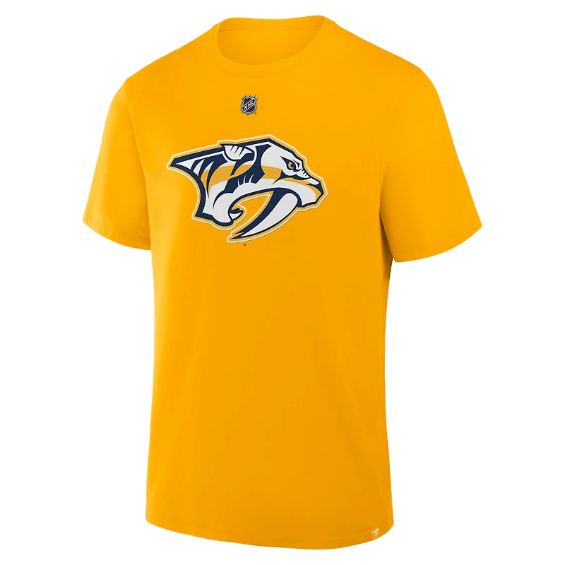 T-shirt Fanatics Steven Stamkos pour homme, or, authentique, avec nom et numéro Stack des Nashville Predators