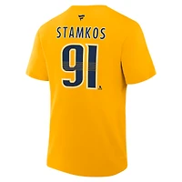 T-shirt Fanatics Steven Stamkos pour homme, or, authentique, avec nom et numéro Stack des Nashville Predators
