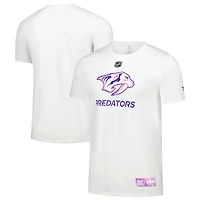 T-shirt blanc authentique pour homme Fanatics Nashville Predators Pro Hockey Fights Cancer