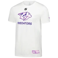 T-shirt blanc authentique pour homme Fanatics Nashville Predators Pro Hockey Fights Cancer