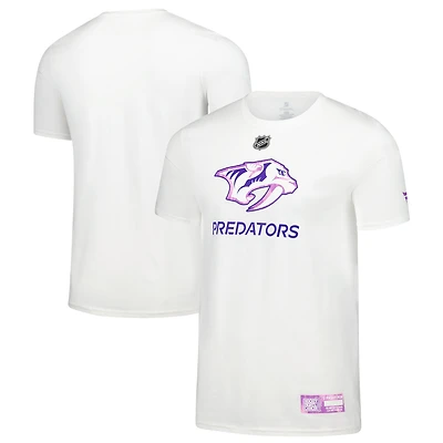 T-shirt blanc authentique pour homme Fanatics Nashville Predators Pro Hockey Fights Cancer