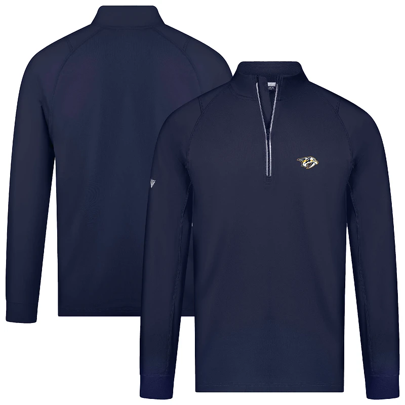 Men's Levelwear Navy Nashville Predators Theory Insignia Core Raglan Quarter-Zip Pullover Top