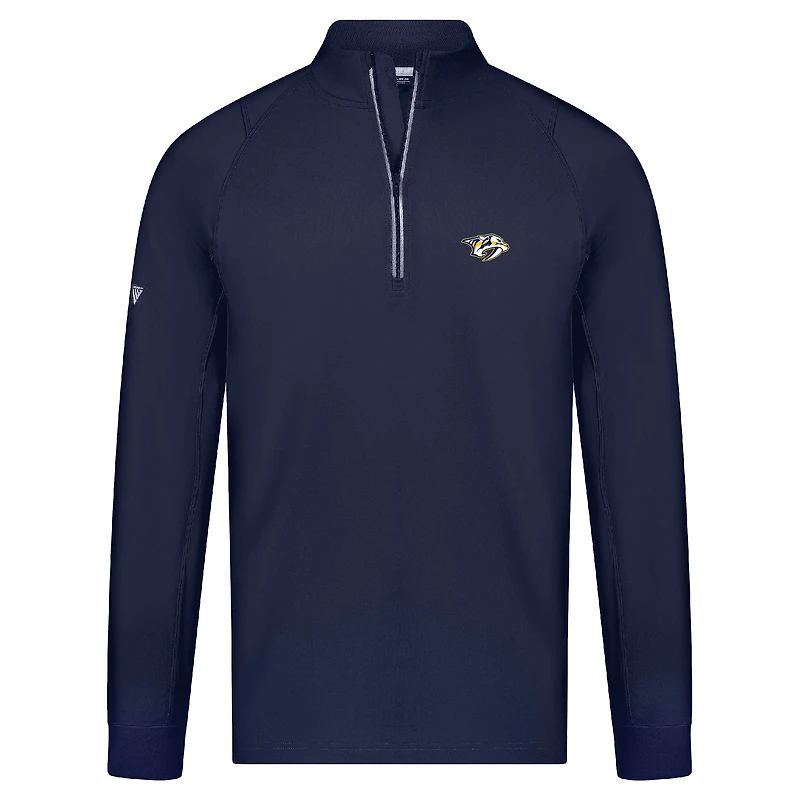 Men's Levelwear Navy Nashville Predators Theory Insignia Core Raglan Quarter-Zip Pullover Top