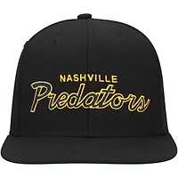 Casquette Snapback Mitchell & Ness Nashville Predators Core Team Script 2.0 noire pour hommes