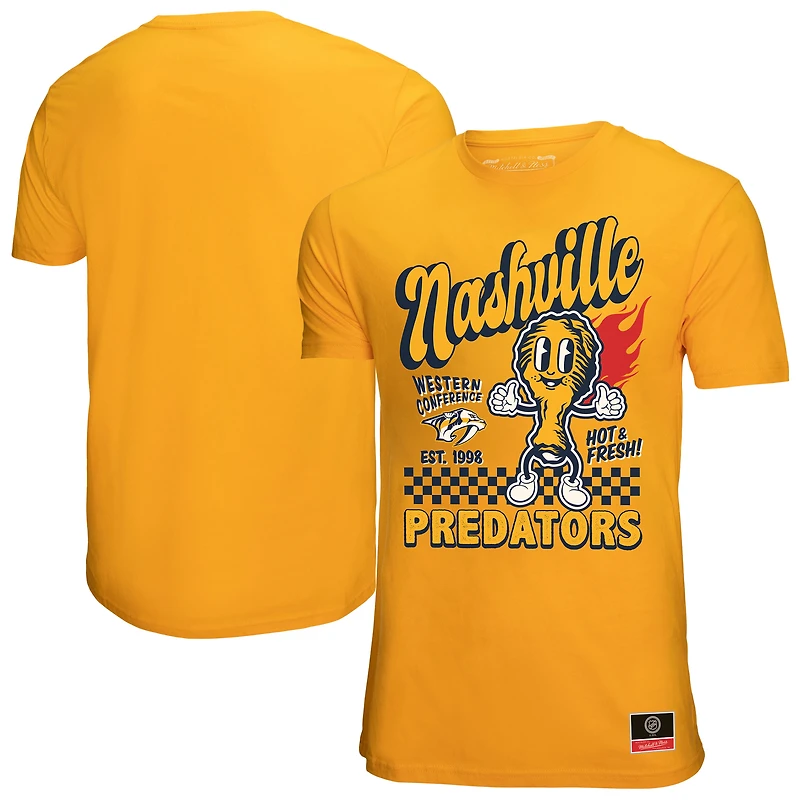 T-shirt Mitchell & Ness Gold pour homme avec logo local des Nashville Predators