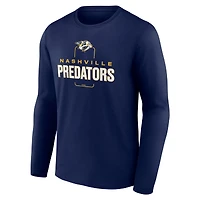 T-shirt à manches longues bleu marine pour homme, motif milieu de terrain personnalisé des Nashville Predators