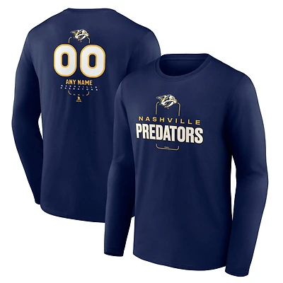 T-shirt à manches longues bleu marine pour homme, motif milieu de terrain personnalisé des Nashville Predators
