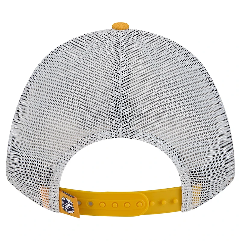 Men's New Era  Gold/Navy Nashville Predators Hockey Sock 9FORTY A-Frame M-Crown Adjustable Trucker Hat