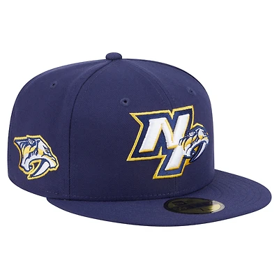 Casquette ajustée New Era 59FIFTY bleu marine pour homme, Nashville Predators