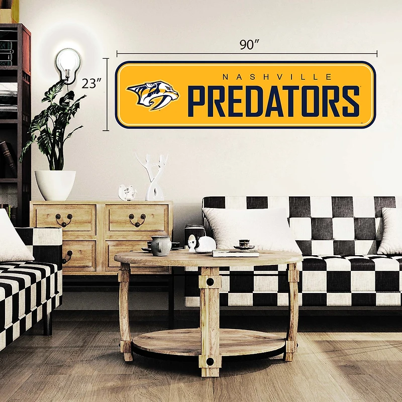 Nashville Predators - Décalcomanie murale longue conception repositionnable de l'équipe 90'' x 23''