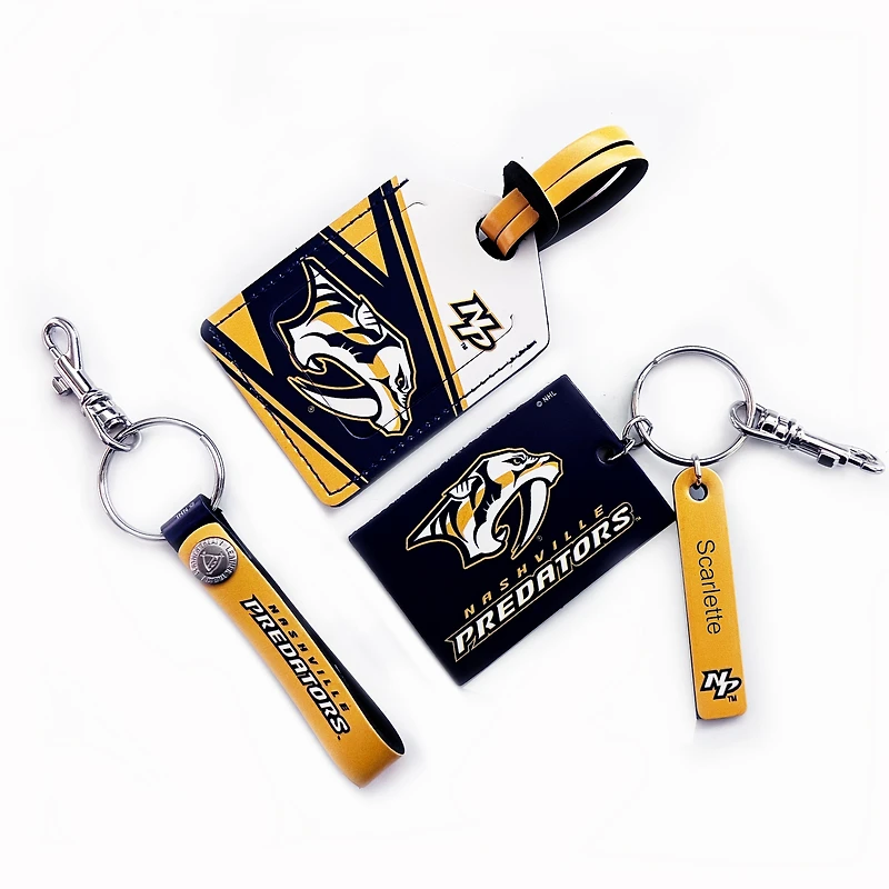 Nashville Predators - Coffret cadeau trois pièces en cuir avec étiquette personnalisée