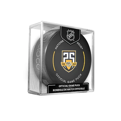 Rondelle de jeu officielle non signée Inglasco 25e anniversaire des Predators de Nashville