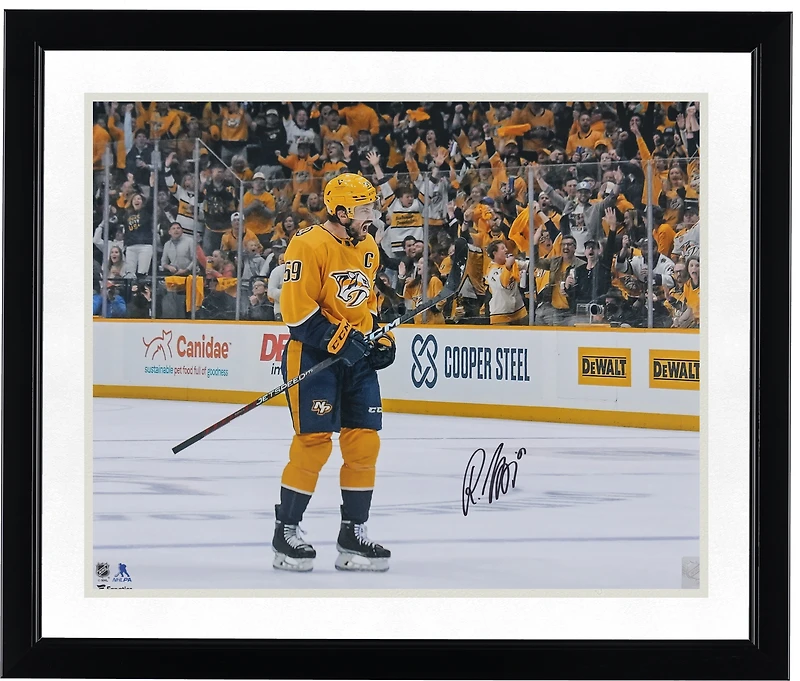 Roman Josi Nashville Predators Autographed 16" x 20" Gold Jersey Celebrating Photograph