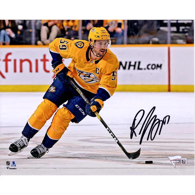 Roman Josi Nashville Predators Autographed 8" x 10" Gold Jersey Skating Photograph