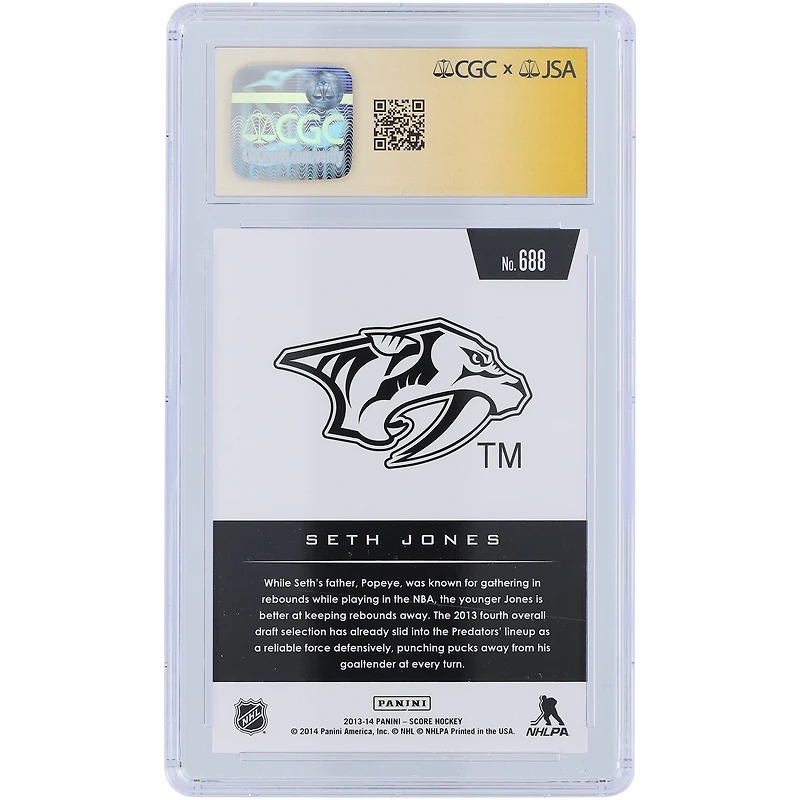 Seth Jones Nashville Predators Autographié 2013-14 Panini Score Update Rookie Anthology #688 CGC Fanatics Witnessed Authenticated Auto 10 Rookie Card