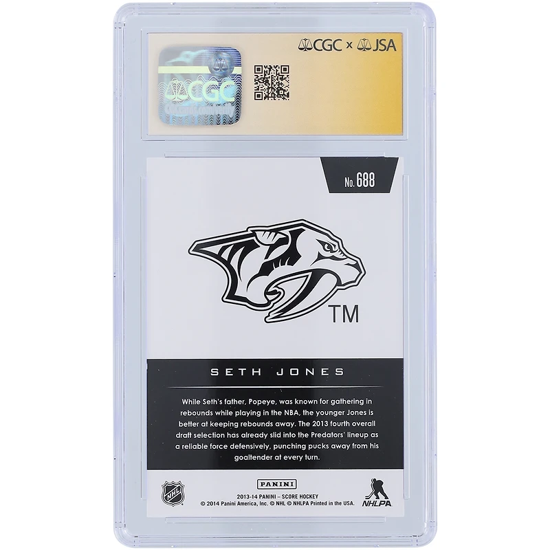 Seth Jones Nashville Predators Autographed 2013-14 Panini Score Update Rookie Anthology #688 CGC Fanatics Witnessed Authenticated Rookie Card