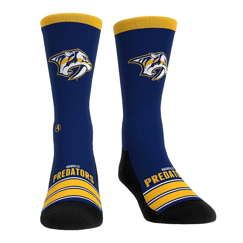 Chaussettes unisexes Rock Em d'équipage à rayures Gametime des Predators de Nashville